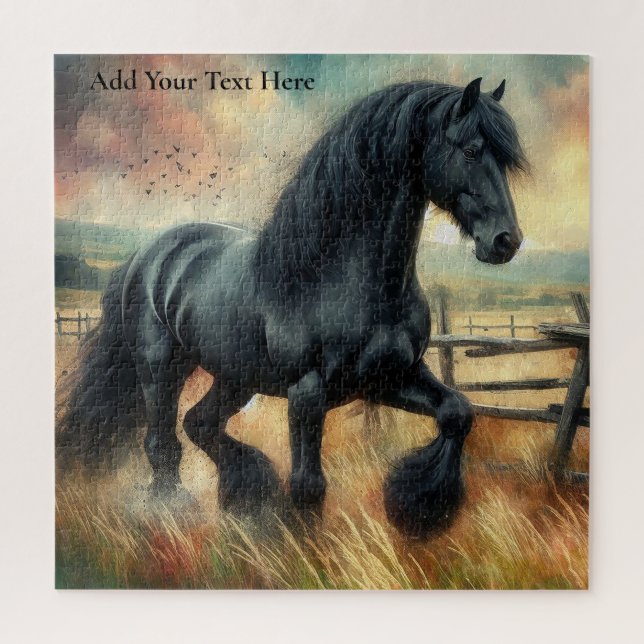 Quebra-cabeça Cerca Russa do Cavalo Negro Fresa (Vertical)