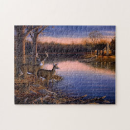 Quebra-cabeça Cervo Macho e Fêmea no Chalé no Lago Puzzle