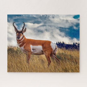 Quebra-cabeça Cervo Pronghorn Wyoming. Saudações de Natal