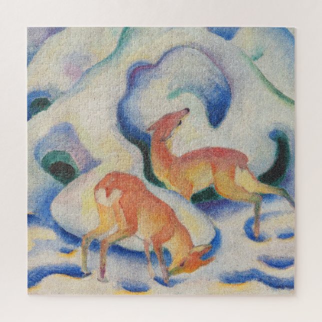 Quebra-cabeça Cervos na neve por Franz Marc (Vertical)