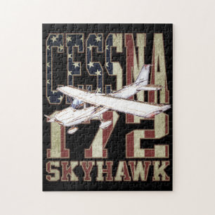Quebra-cabeça Cessna 172 Skyhawk com bandeira Vintage dos Estado