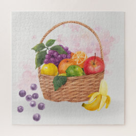 Quebra-cabeça Cesta de Frutas Vibrantes Arte em Aquarela