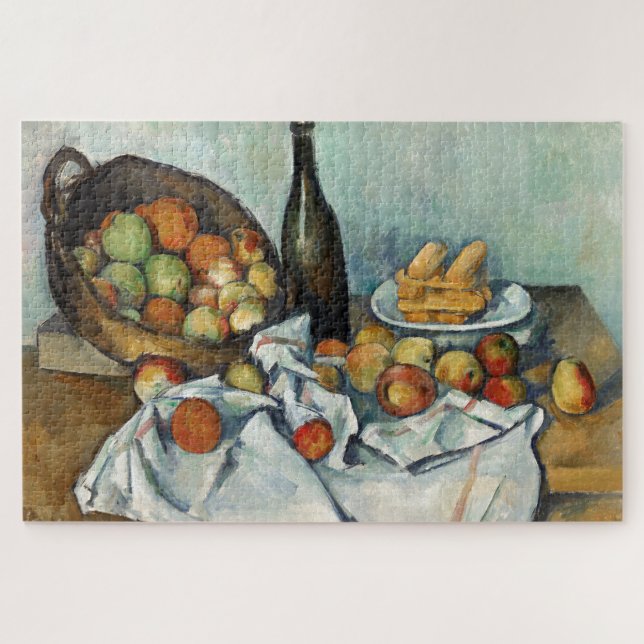Quebra-cabeça Cesta de Maçãs de Vida, Cezanne Pintura (Horizontal)