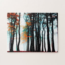 Quebra-cabeça Céu Azul Sobre Silhuetas De Outono