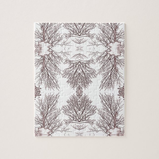 Quebra-cabeça Céu Branco das Árvores Negras (Vertical)