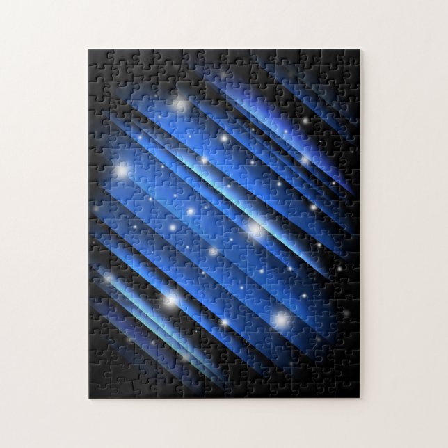 Quebra-cabeça Céu nocturno - teste padrão listrado azul abstrato (Vertical)