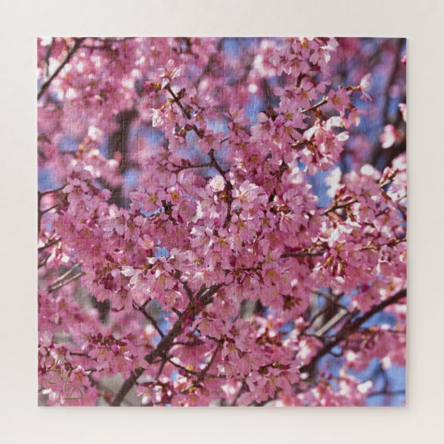 Quebra-cabeça Céu Rosa Flor de Cerejeira Sakura (Vertical)