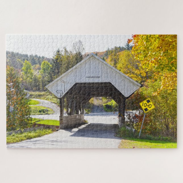 Quebra-cabeça Chamberlin Mill Covered Bridge, Lyndon, Vermont (Horizontal)
