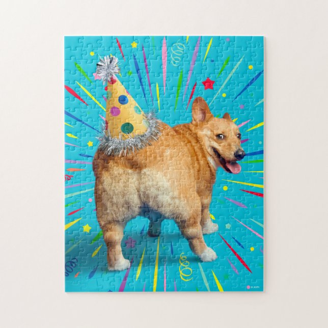 Quebra-cabeça Chapéu de Aniversário Bumbum de Corgi (Vertical)