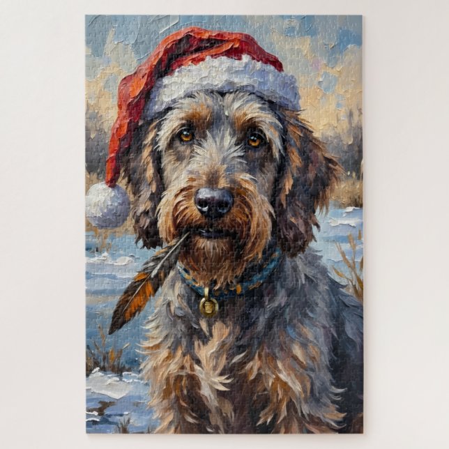 Quebra-cabeça Chapéu de Caça de Inverno Rústico Wirehaired Griff (Vertical)