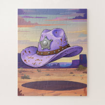 Chapéu de Cowgirl Roxo Claro Flutuando no Deserto