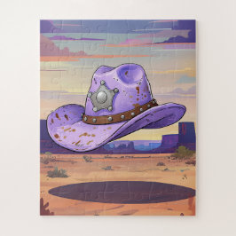 Quebra-cabeça Chapéu de Cowgirl Roxo Claro Flutuando no Deserto