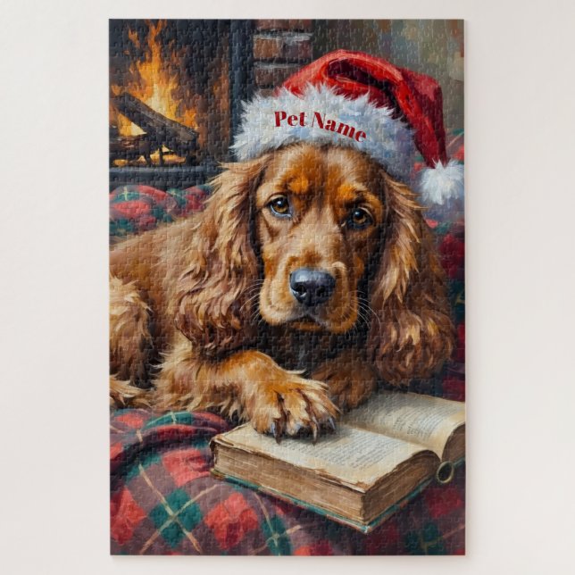 Quebra-cabeça Chapéu de Natal do Cocker Spaniel para Hora da His (Vertical)