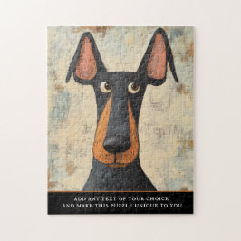 Quebra-cabeça Charming Doberman Dog Illustrated Brown Black Art