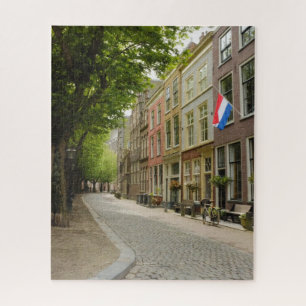 Quebra-cabeça Charming Dutch Street Quaint Leiden Países Baixos