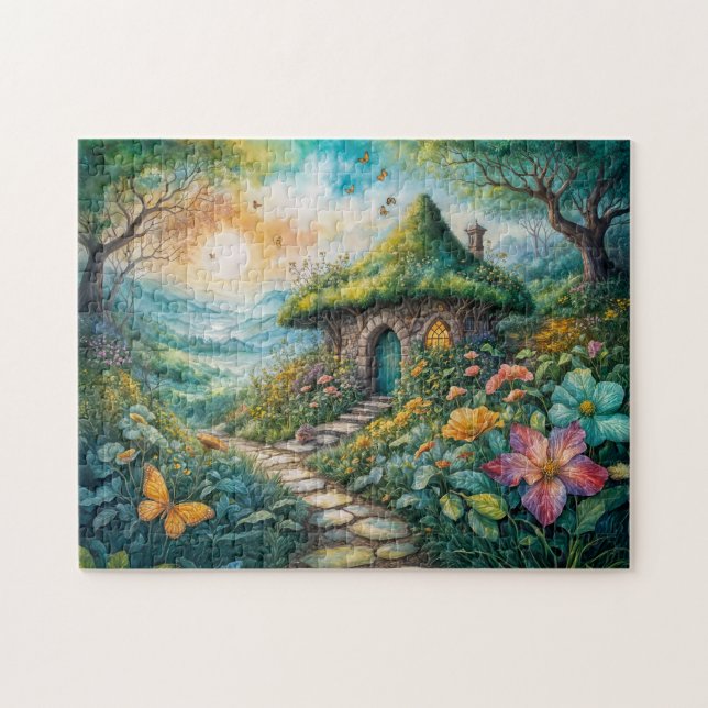 Quebra-cabeça Charmoso Chalé junto a Caminho Sereno (Horizontal)