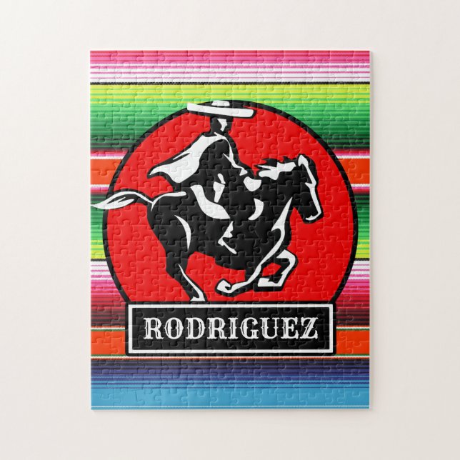Quebra-cabeça Charro Horse, nome personalizado, sérvia mexicana  (Vertical)