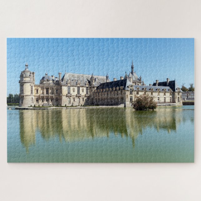 Quebra-cabeça Chateau de Chantilly com reflexo no lago (Horizontal)