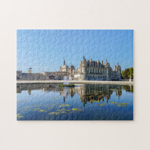 Quebra-cabeça Chateau de Chantilly com reflexo num lago