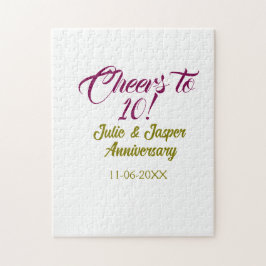 Quebra-cabeça Cheers to 10th wedding anniversary mauve golden na
