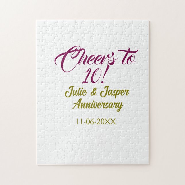 Quebra-cabeça Cheers to 10th wedding anniversary mauve golden na (Vertical)