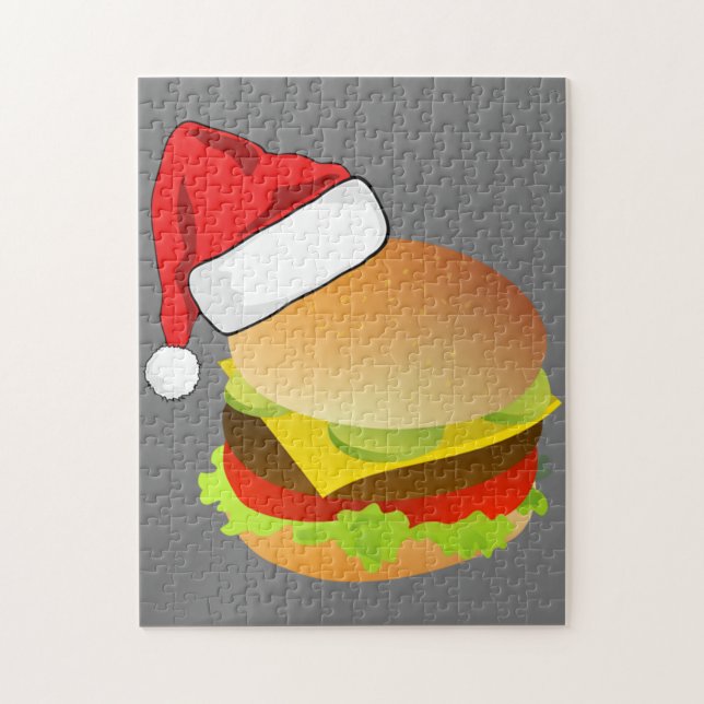 Quebra-cabeça Cheeseburgers Hamburger Santa Hat Matando Xmas (Vertical)