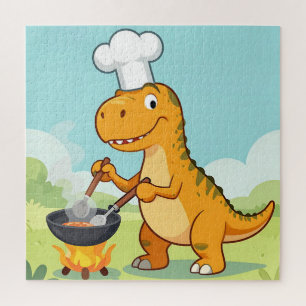 Quebra-cabeça Chef Dinossauro Cozinhando Divertido