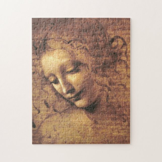 Quebra-cabeça Chefe de uma Mulher La Scapigliata Leonardo Da Vin (Vertical)