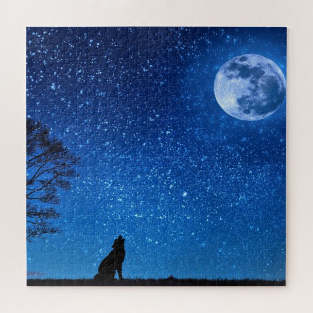 Quebra-cabeça Cheio Wolf Moon - (Horizontal)