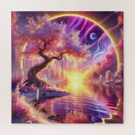 Quebra-cabeça Cherry Blossom Fantasy: Cena Tranquila do Sol