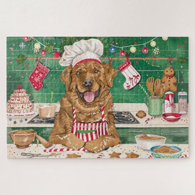 Quebra-cabeça Chesapeake Bay Retriever Assando: Natal Festivo (Horizontal)