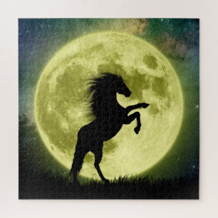 Quebra-cabeça Cheval et la lune jaune