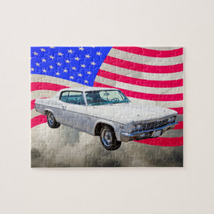 Quebra-cabeça Chevrolet Caprice 1966 com bandeira americana
