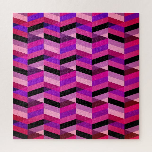 Quebra-cabeça Chevron/Herringbone Abstrato | Roxos e Violeta (Vertical)