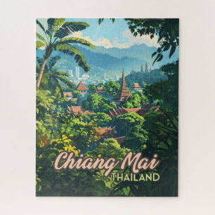 Quebra-cabeça Chiang Mai Thailand Asia Templates Mountain Vintag