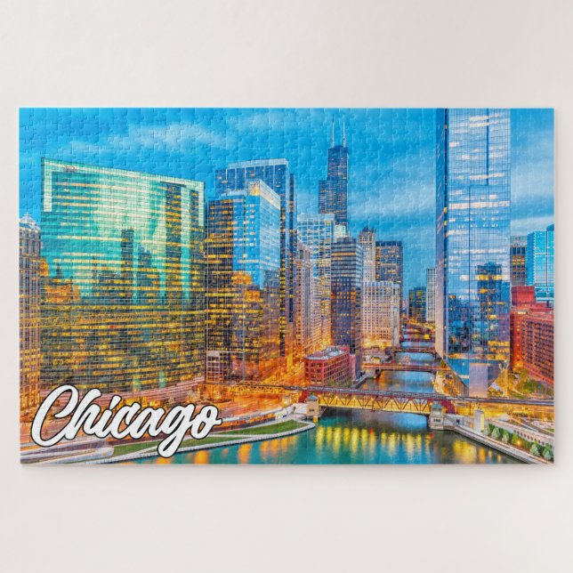 Quebra-cabeça Chicago, Illinois, Estados Unidos (Horizontal)