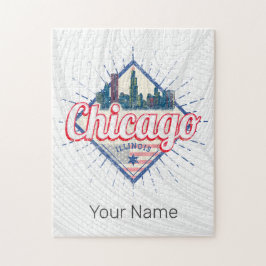 Quebra-cabeça Chicago Illinois Estados Unidos Retro Skyline EUA