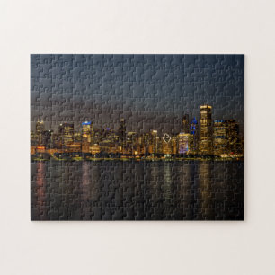 Quebra-cabeça Chicago Night Cityscape