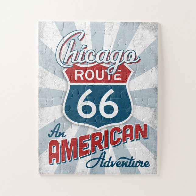 Quebra-cabeça Chicago Route 66 Vintage America Illinois (Vertical)
