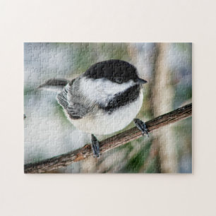 Quebra-cabeça Chickadee bonito no inverno