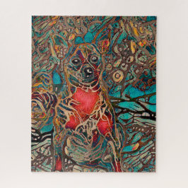 Quebra-cabeça Chihuahua Art Teal Brown Dog Retrato