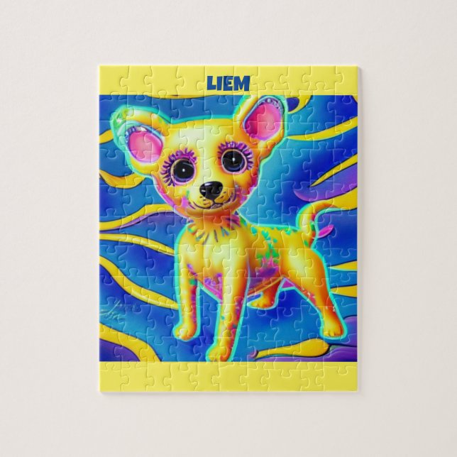 QUEBRA-CABEÇA CHIHUAHUA DOG COM NOME PERSONALIZADO (Vertical)