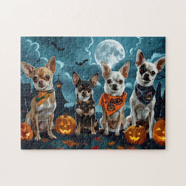 Quebra-cabeça Chihuahua Halloween Spooky (Horizontal)