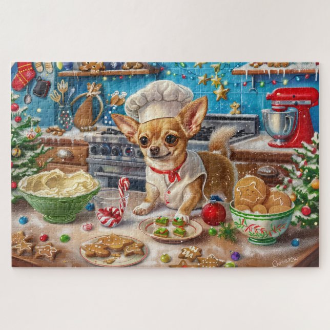 Quebra-cabeça Chihuahua Holiday Baking: Natal Festivo (Horizontal)