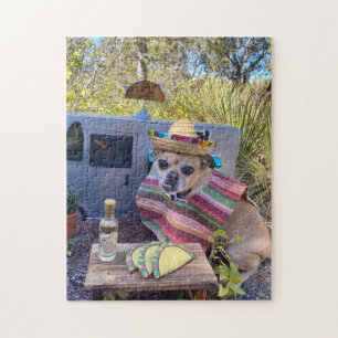Quebra-cabeça Chihuahua vestindo tacos comendo sombrero