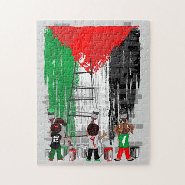 Quebra-cabeça Children of Gaza Painting Palestine Flag  (Vertical)