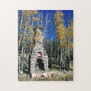 Quebra-cabeça Chimney Ruin Entre Aspens De Queda