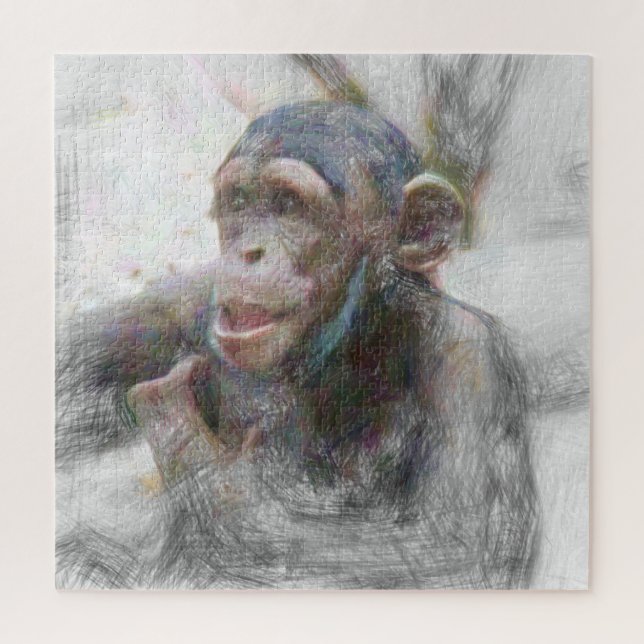 Quebra-cabeça Chimp — Jovem Animal Artístico (Vertical)