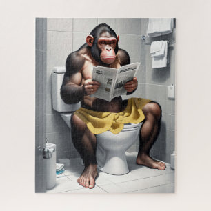 Quebra-cabeça Chimpanzé Engraçado Num Banheiro