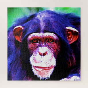 Quebra-cabeça Chimpanzé - Pintura de Ilustração de Arte Anima